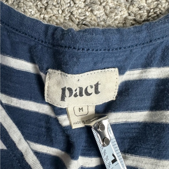 Pact Relaxed Slub Henley Tank Dress Medium Blue stripe organic Cotton coastal - Picture 9 of 15